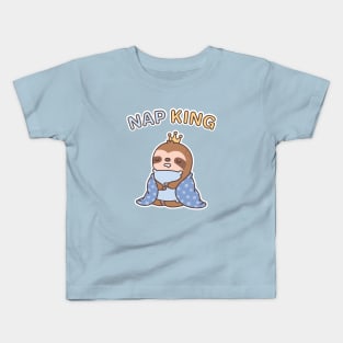 Cute Sleepy Sloth, Nap King Funny Kids T-Shirt